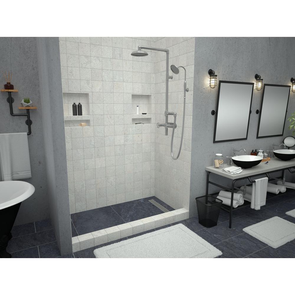 Redi Trench 32 in. x 60 in. Single Threshold Shower Base with Right Drain and Brushed Nickel Trench Grate - Super Arbor