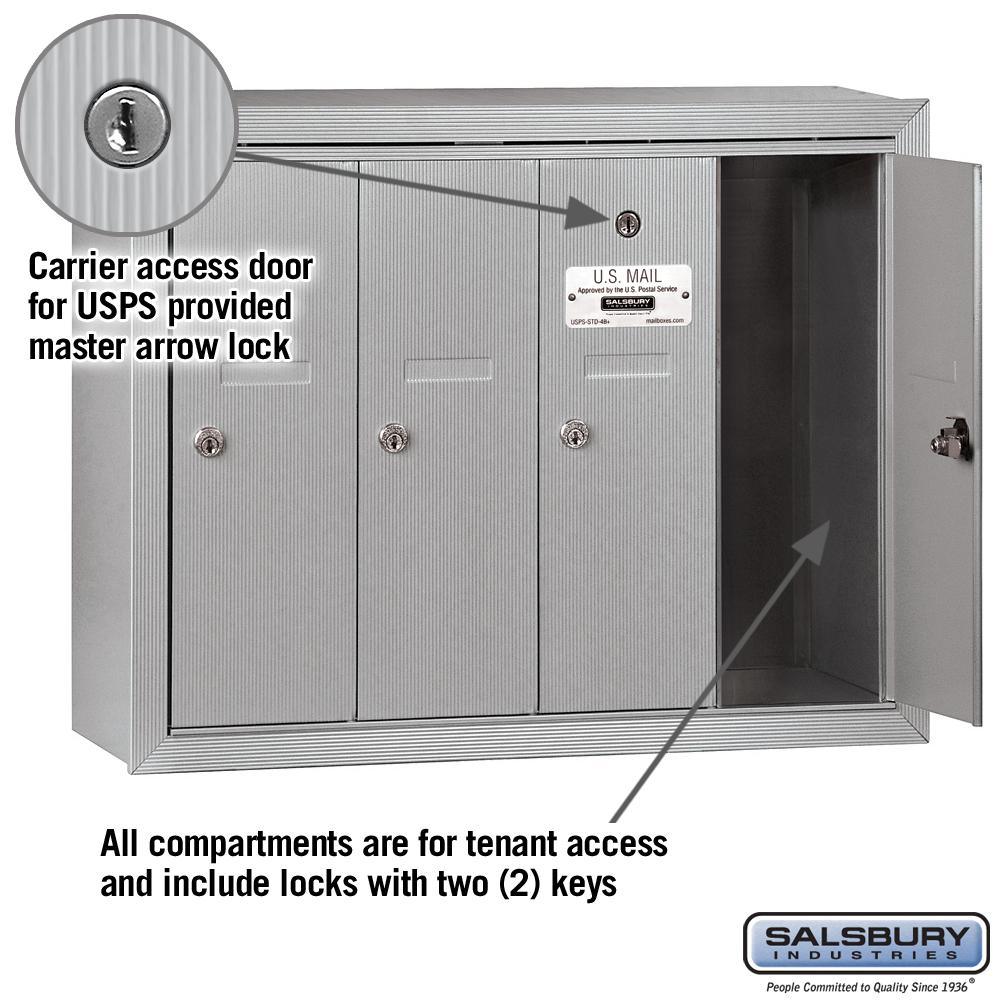 Aluminum Surface-Mounted USPS Access Vertical Mailbox with 4 Door - Super Arbor