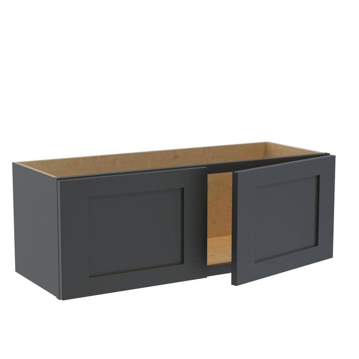 Home Decorators Collection Newport 33 in. W x 12 in. D x 12 in. H Assembled Plywood Wall Bridge Kitchen Cabinet in Deep Onyx with Soft Close