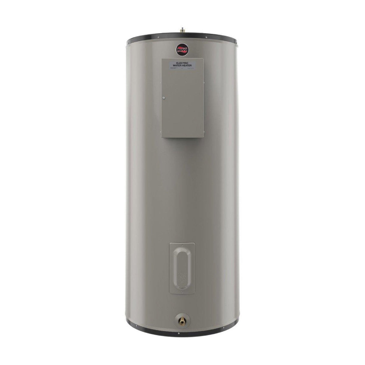 Rheem RELDS52FTB683355 50 gal. 12 kW Commercial Electric Water Heater shown centered on a square white background