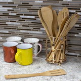 Lyon Rose Gold Steel Cutlery Holder with Mesh Bottom and Non-Skid Feet