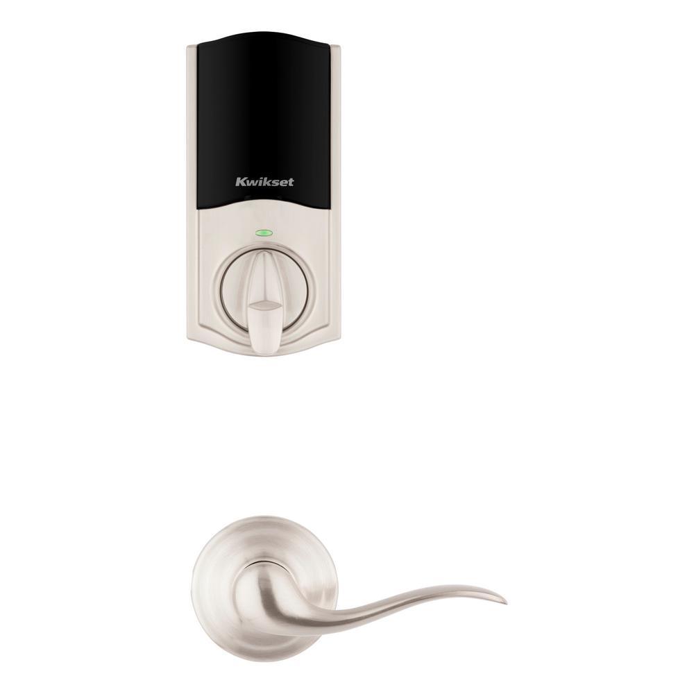 Halo Touch Satin Nickel Traditional Fingerprint WiFi Elect Smart Lock Deadbolt Feat SmartKey Security with Tustin Lever - Super Arbor