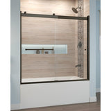 Rotolo 60 in. x 57 in. Semi-Frameless Sliding Bathtub Door in Matte Black - Super Arbor