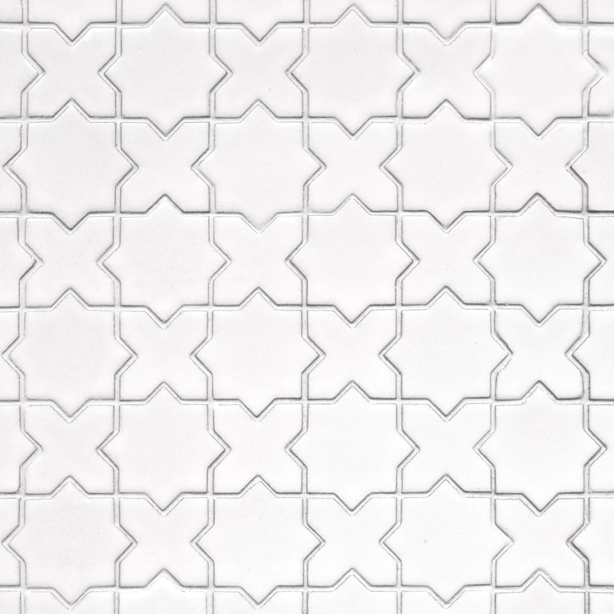 SUNWINGS Star and Cross White 12-in x 12-in Glossy Ceramic Handcrafted look Mosaic Wall Tile product image