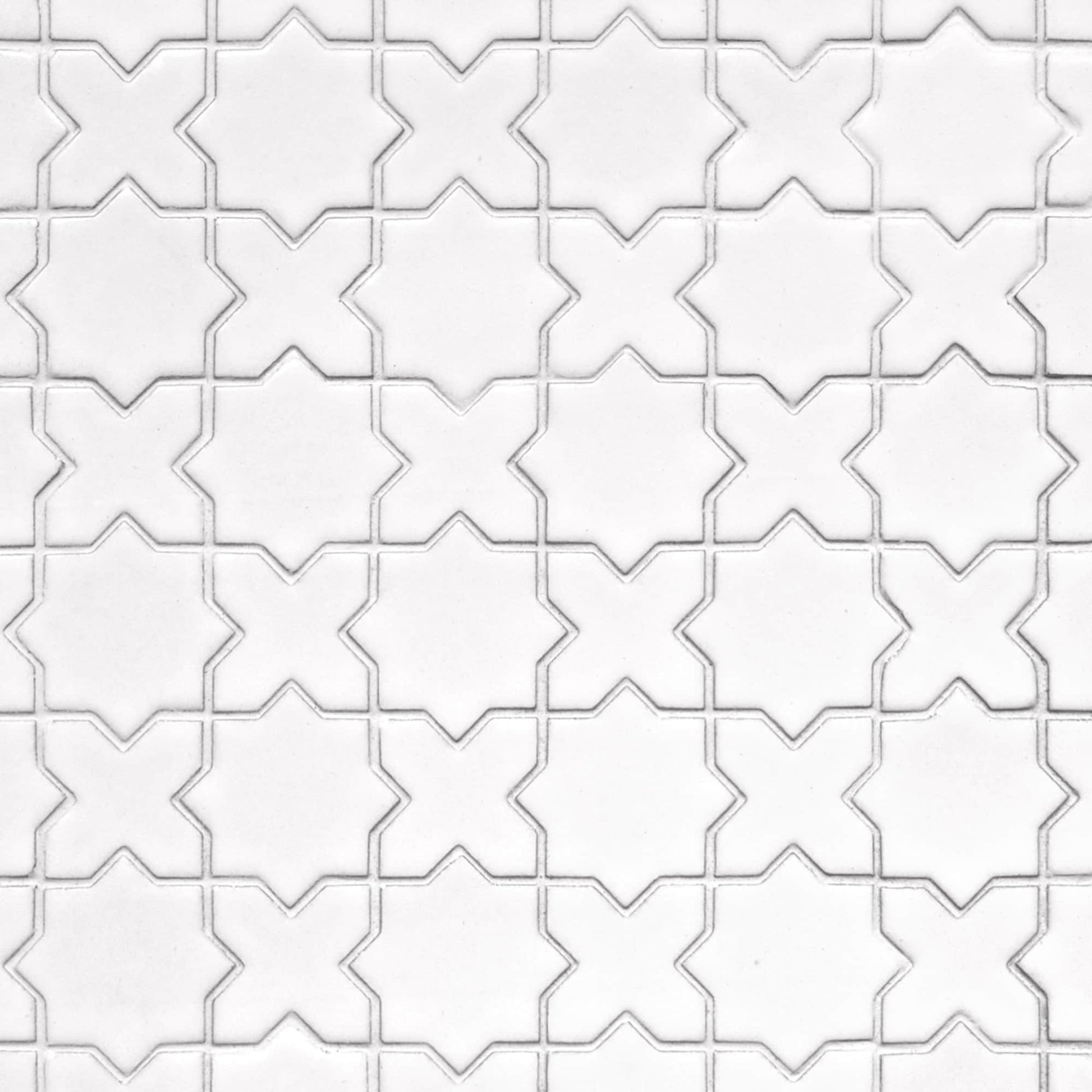 SUNWINGS Star and Cross White 12-in x 12-in Glossy Ceramic Handcrafted look Mosaic Wall Tile product image