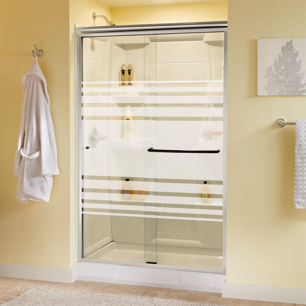 Simplicity 48 in. x 70 in. Semi-Frameless Traditional Sliding Shower Door in Bronze with Niebla Glass - Super Arbor