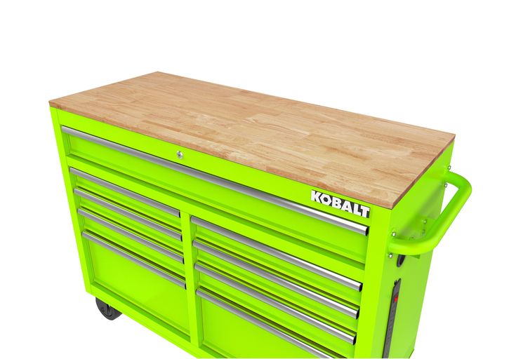 Kobalt 46.1-in L x 37.2-in H 9-Drawers Rolling Green Wood Work Bench