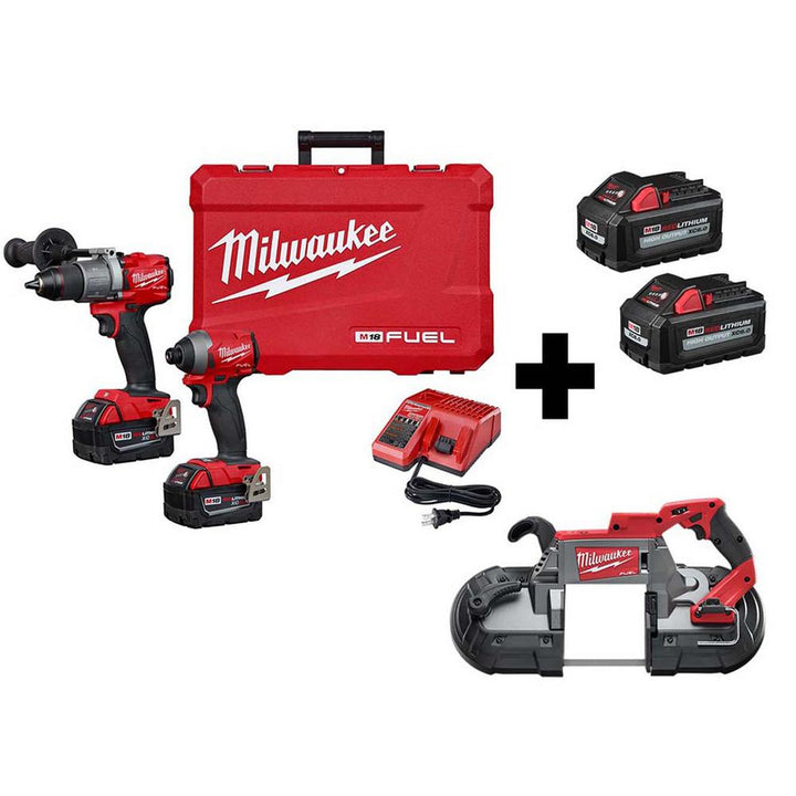 M18 FUEL 18-Volt Lithium-Ion Brushless Cordless Hammer Drill/Band Saw/Impact Driver Combo Kit (3-Tool) w/ 4-Batteries - Super Arbor