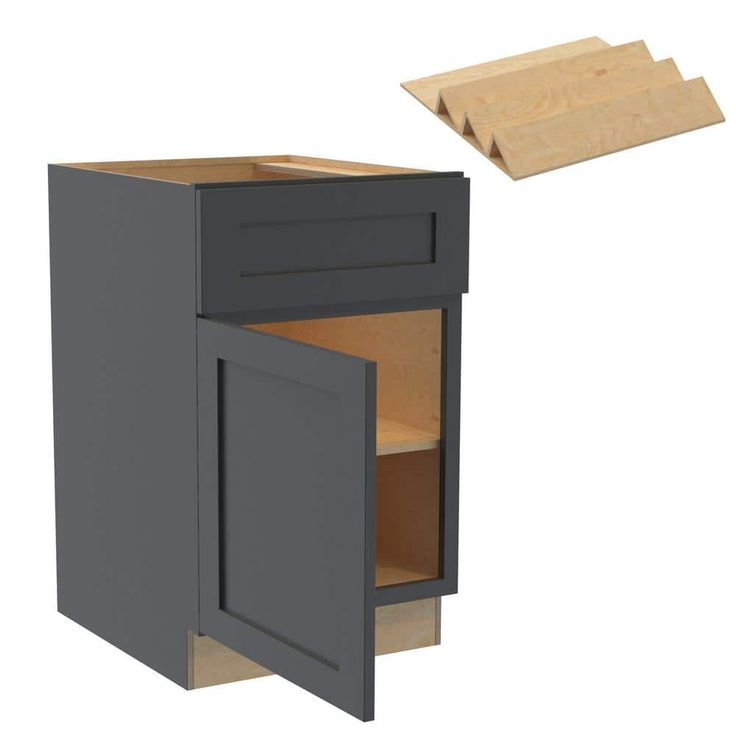 Newport 21 in. W x 24 in. D x 34.5 in. H Assembled Plywood Base Kitchen Cabinet in Deep Onyx with Spice Soft Close LH
