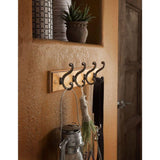 18 in. Honey Maple and Statuary Bronze Scroll Hook Rack