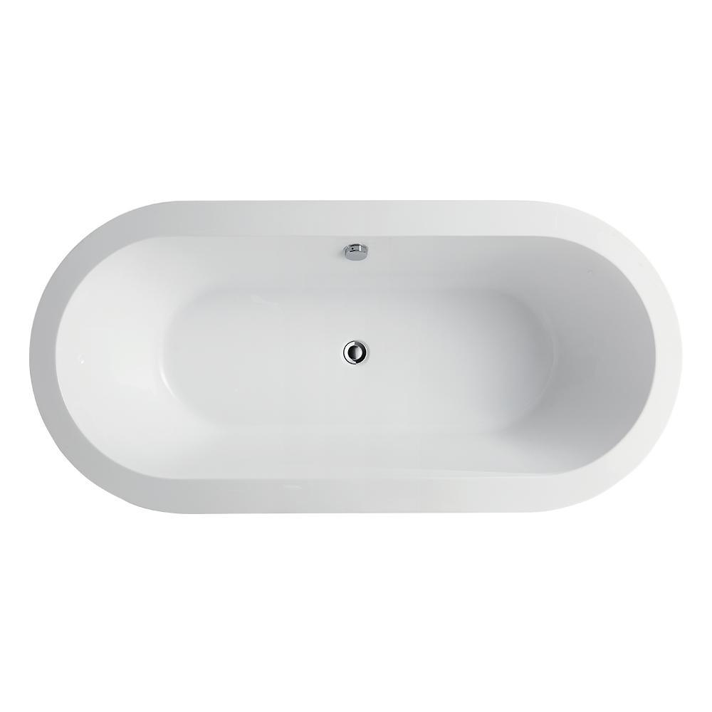 Lorient 59 in. Acrylic Flatbottom Freestanding Bathtub in White - Super Arbor