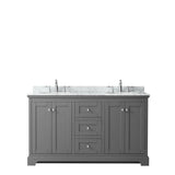 Wyndham Collection Avery 60-in Dark Gray Double Sink Bathroom Vanity with White Carrara Marble Natural Marble Top