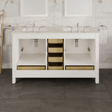 Eviva Aberdeen 60 in. W x 22 in. D x 35 in. H Double Bath Vanity in Gray with White Carrara Marble Top with White Sinks