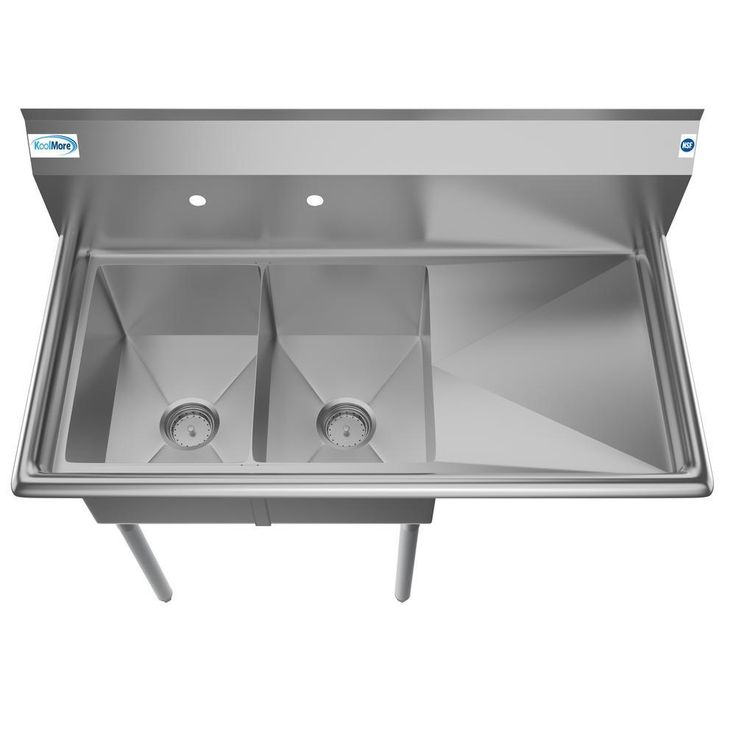 Freestanding Stainless Steel 43 in. 2-Hole Double Bowl Commercial Kitchen Sink