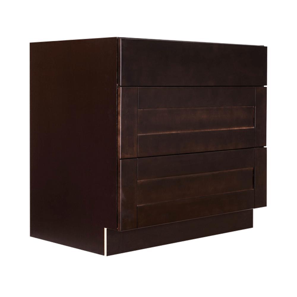 Anchester Assembled 24 in. x 34.5 in. x 24 in. Base Cabinet with 3 Drawers in Dark Espresso - Super Arbor