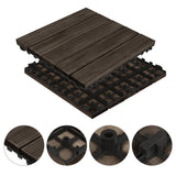 Topeakmart Pack of 27 Interlocking Wood Flooring Tiles Indoor & Outdoor for Patio Garden Deck Poolside 12''x12'' Dark Brown