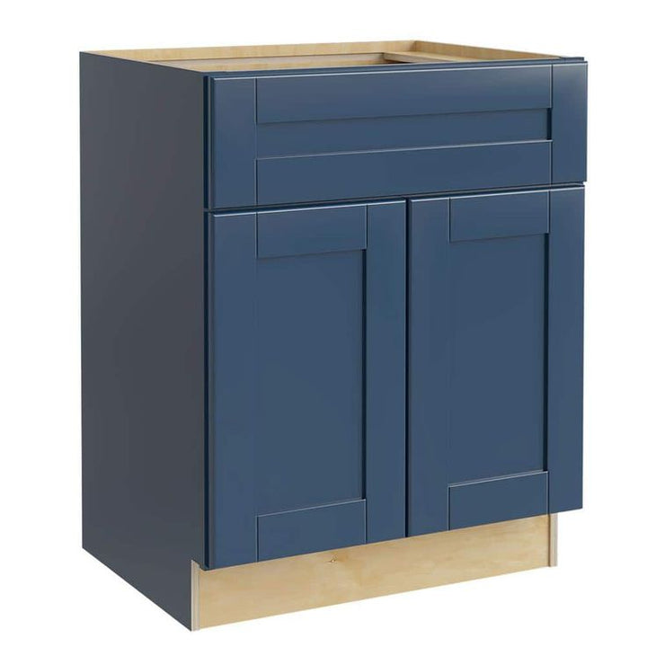Home Decorators Collection Washington Vessel Blue Plywood Shaker Assembled Vanity Sink Base Kitchen Cabinet Sft Cls 24 in W x 24 in D x 34.5 in H