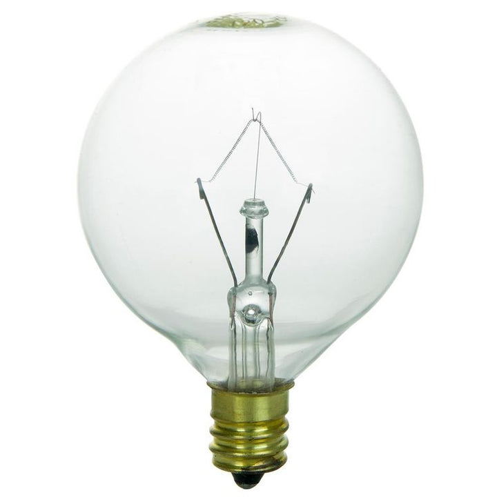 Sunlite 25-Watt G16.5 Globe Candelabra Base E12 Base Incandescent Clear Light Bulb in Warm White 3200K (12-Pack)