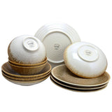 Elite 12-Piece Rustic Ombr Chestnut Earthenware Dinnerware Set (Service for 4)