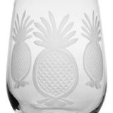 Pineapple 17 oz. Clear Stemless Wine Glass (Set of 4)