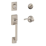 Century Satin Nickel Single Cylinder Deadbolt with Right Handed Merano Lever Door Handleset - Super Arbor