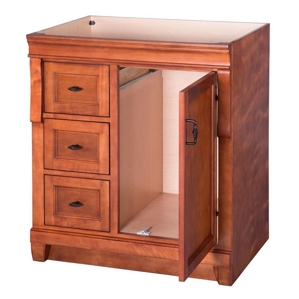 Naples 30 in. W 21.63 in. D Vanity Cabinet Only in Warm Cinnamon with Left Hand Drawers - Super Arbor
