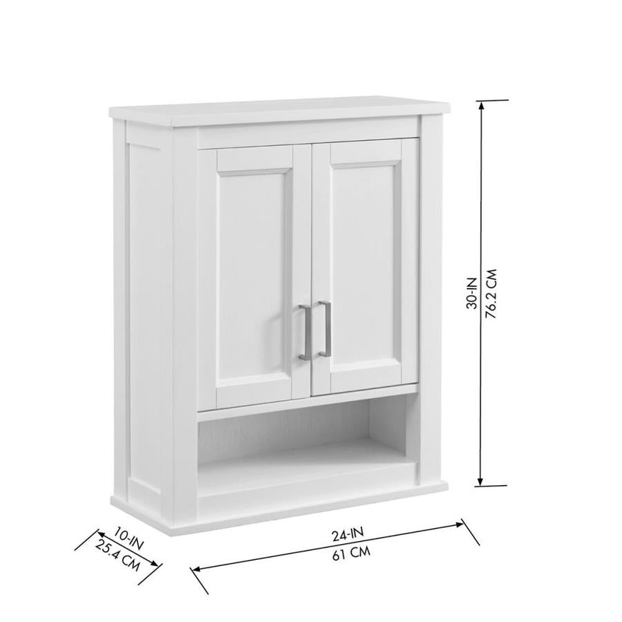 Durham 24-in W x 30-in H x 10-in D White Oak Bathroom Wall Cabinet