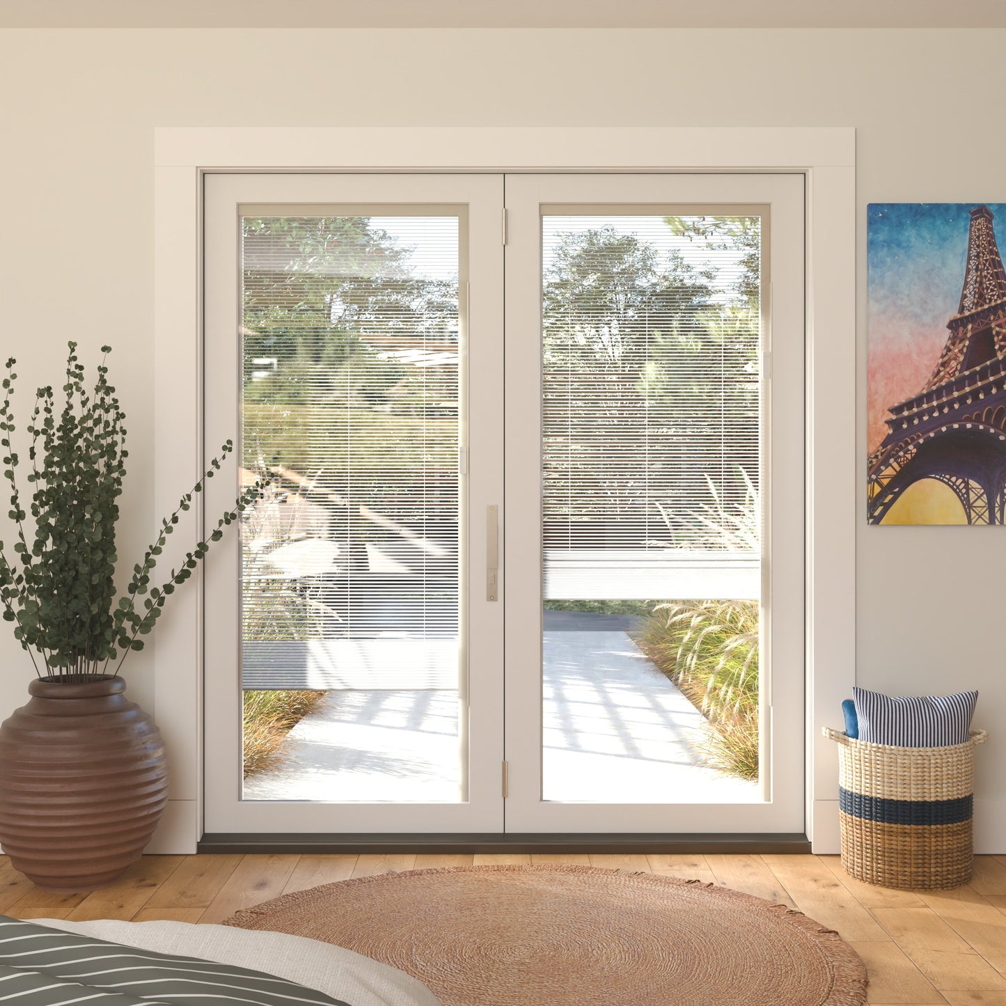 JELD-WEN 72-in x 80-in Fiberglass Folding, Left-hand folding – installed room view