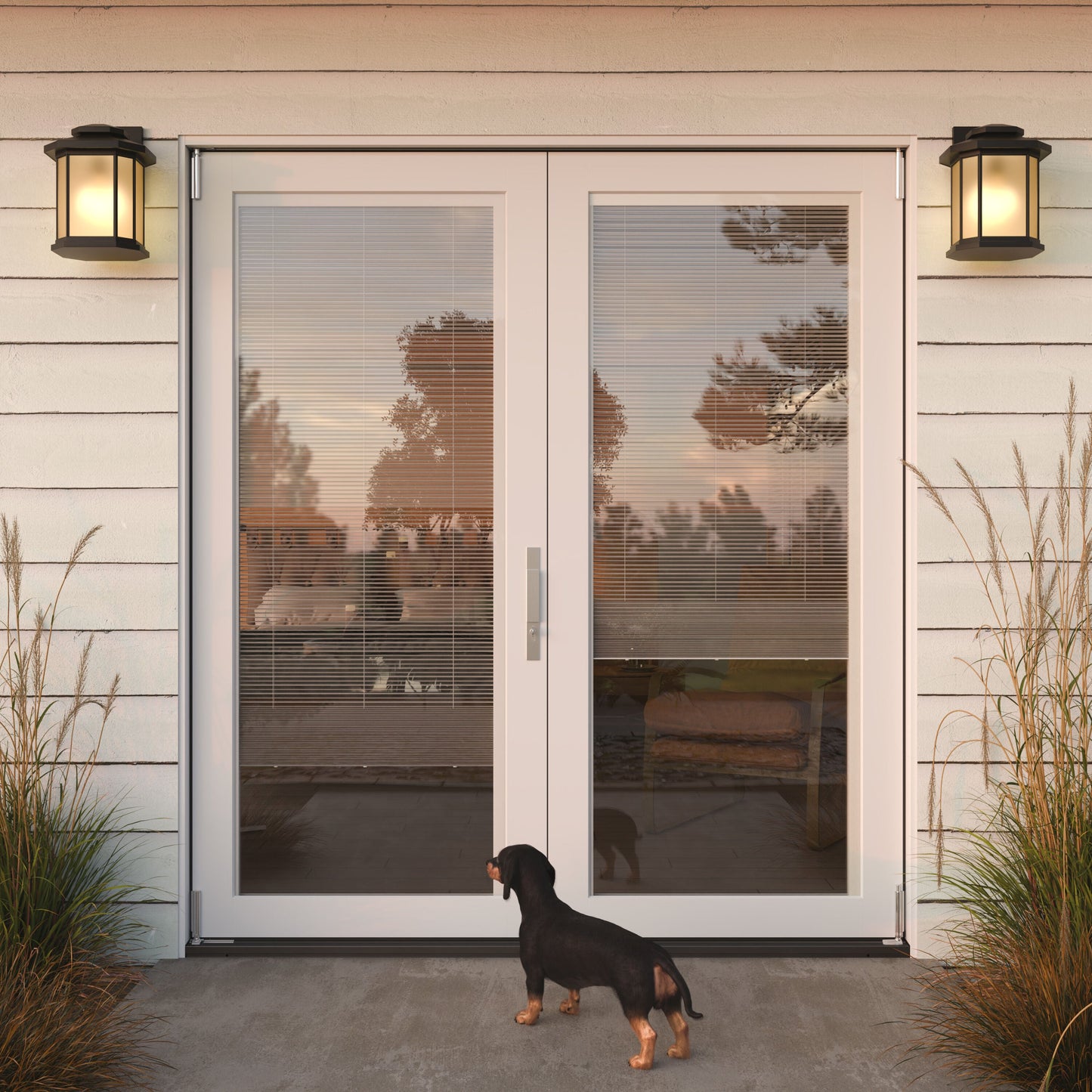 JELD-WEN 72-in x 80-in Fiberglass Folding, Left-hand folding – installed room view