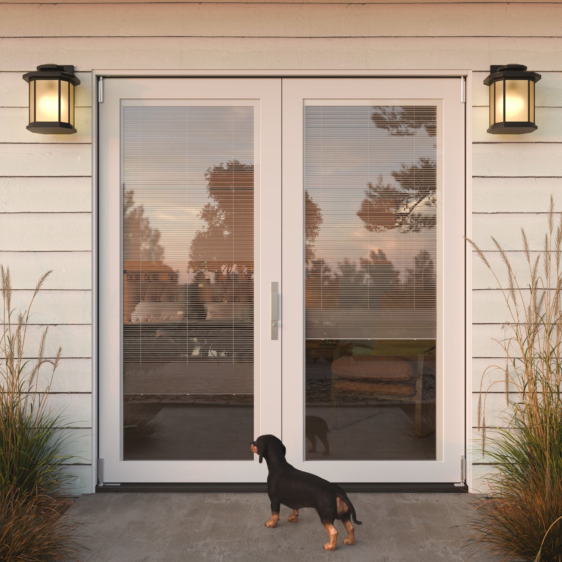 JELD-WEN 72-in x 80-in Fiberglass Folding, Left-hand folding – installed room view