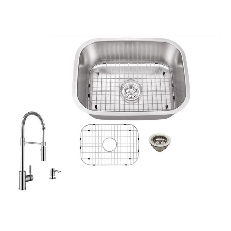 Undermount 23 in. 16-Gauge Stainless Steel Bar Sink in Brushed Stainless with Pull Out Kitchen Faucet