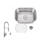 Undermount 23 in. 16-Gauge Stainless Steel Bar Sink in Brushed Stainless with Pull Out Kitchen Faucet
