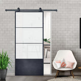 37in.x84in.x3 in.Concorde Epoxy Coated Steel Frame w/Frosted Tempered Glass Barn Door Interior Sliding Door Hardware Kit - Super Arbor