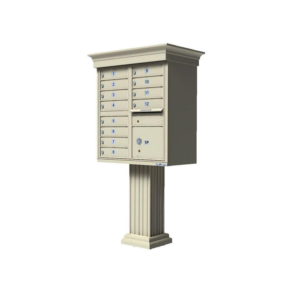 Vital 12-Mailboxes 1-Parcel Locker 1-Outgoing Pedestal Mount Cluster Box Unit - Super Arbor