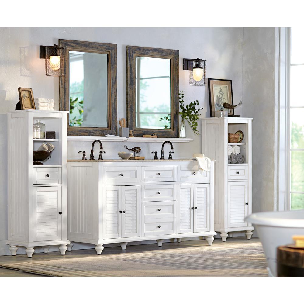 Hamilton 61 in. W x 22 in. D Double Bath Vanity in Ivory with Granite Vanity Top in Grey - Super Arbor