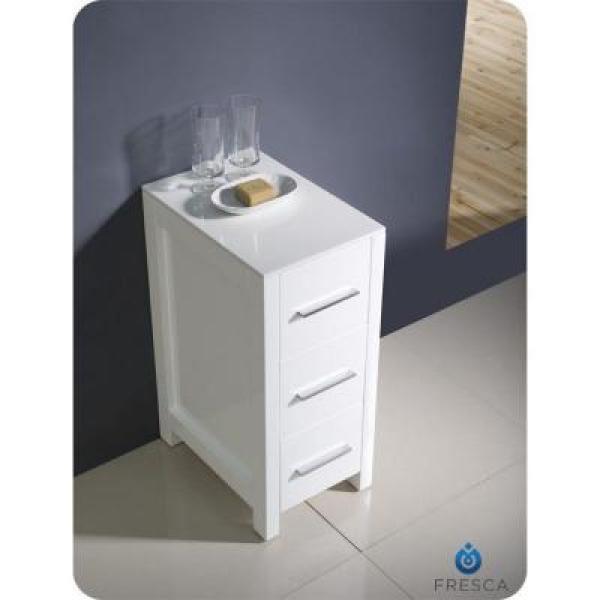 Torino 12 in. W x 28 in. H x 17-3/4 in. D Bathroom Linen Storage Cabinet in White - Super Arbor