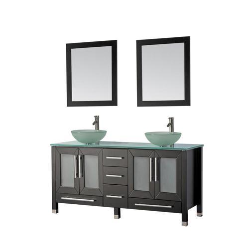 MTD Vanities 61-in White Double Sink Bathroom Vanity with Painted Glass Top - Super Arbor