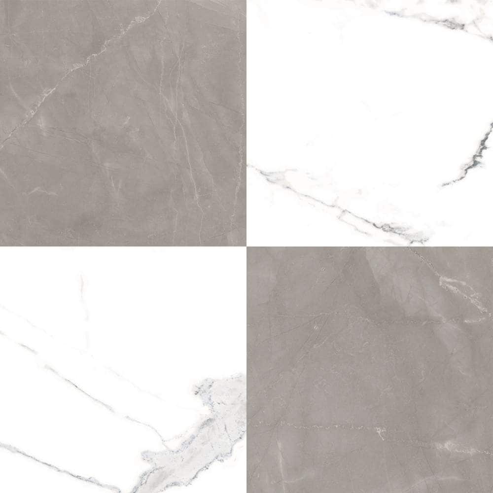 The Tile Life Windsor Checkerboard Calacatta Gris 12-in x 12-in Matte Porcelain Marble look Floor and Wall Tile product image