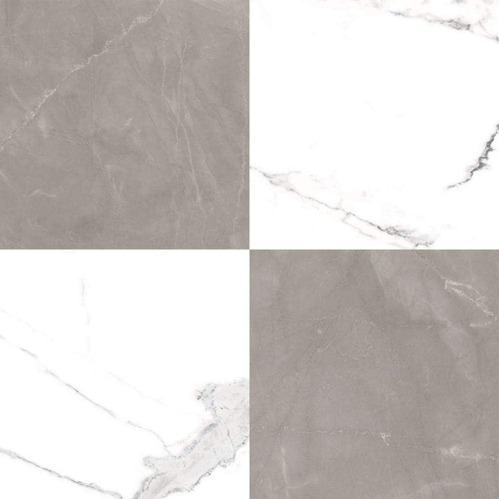 The Tile Life Windsor Checkerboard Calacatta Gris 12-in x 12-in Matte Porcelain Marble look Floor and Wall Tile product image