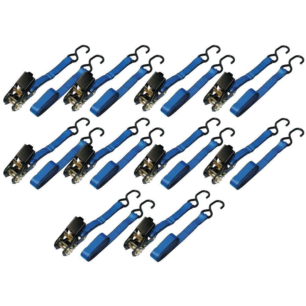 Ready Pack 1 in. x 15 ft. Ratchet Tie Down Strap with 1500 lbs./S-Hook (10 per Box) - Super Arbor