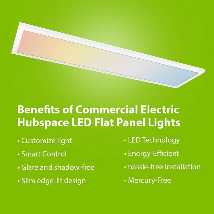 Commercial Electric 1 ft. x 4 ft. Smart Color Selectable RGBW CCT Integrated LED White Flat Panel Ceiling Flush Mount Powered by Hubspace