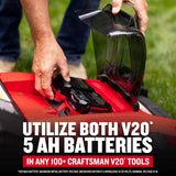 Craftsman V20 CMCMW220P2 20 in. Brushless Cordless Lawn Mower Kit with (2) 20V 5.0Ah Batteries & Charger