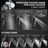 Veken Wide Rain Shower Head with Handheld Spray, High Pressure Combo with Adjustable Arm, Chrome Finish