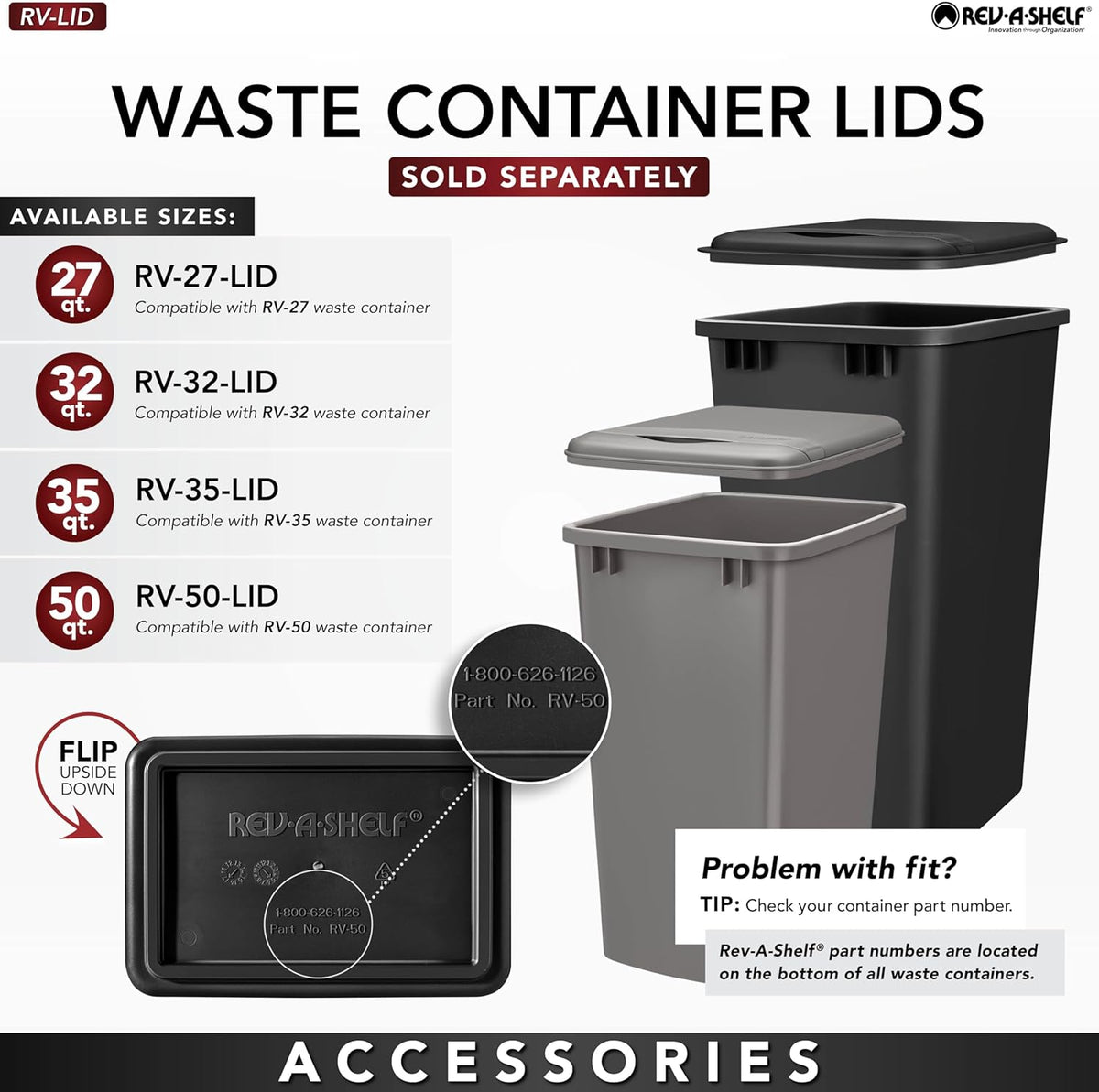 Rev-A-Shelf 35-Quart Double Plastic Soft-Close Pull-Out Trash Can, White