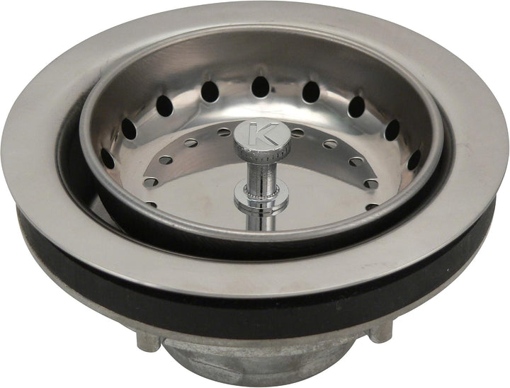 Keeney K5419 3.5-in Stainless Steel Kitchen Sink Basket Strainer, Spring-Style, Includes Lock Mount, Nuts & Washers