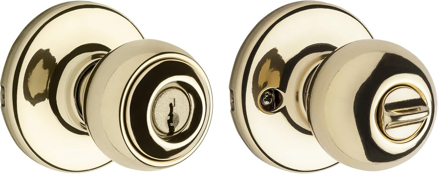 Kwikset Polo Polished Brass Entry Lockset, ANSI/BHMA Grade 3, Fits 1-3/8 in. to 1-3/4 in. Doors