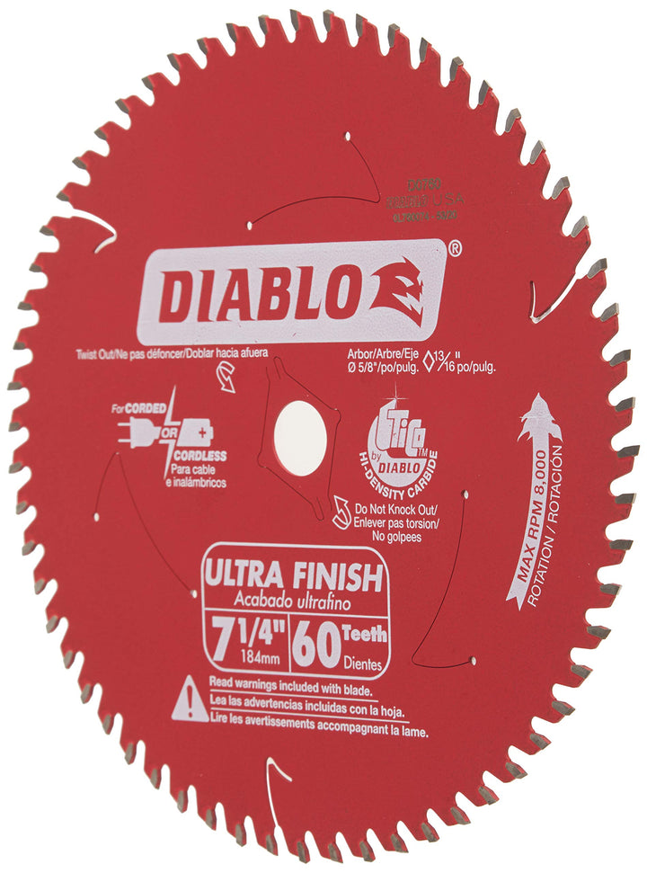 Diablo Ultra Finish Carbide Saw Blade for Wood 7-1/4" 60 Teeth