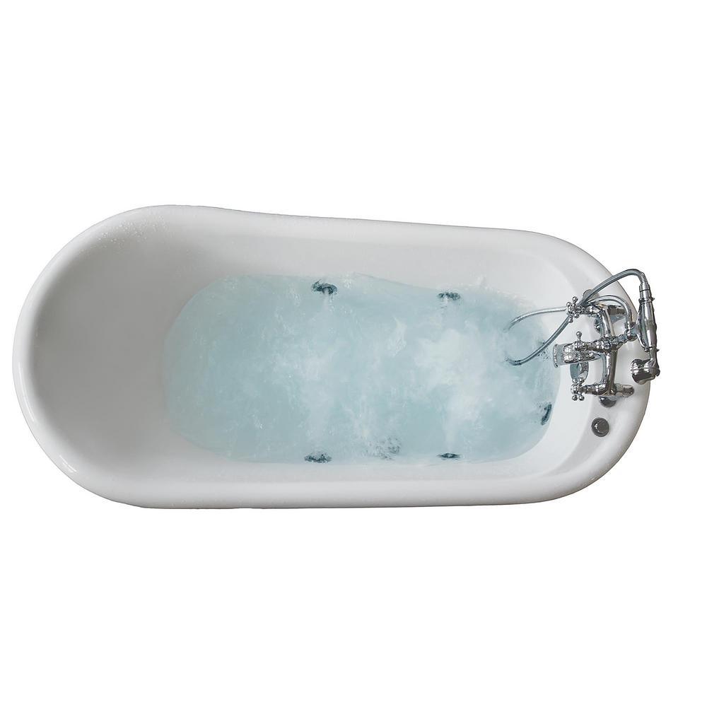 66.9 in. Acrylic Clawfoot Whirlpool Bathtub in White - Super Arbor