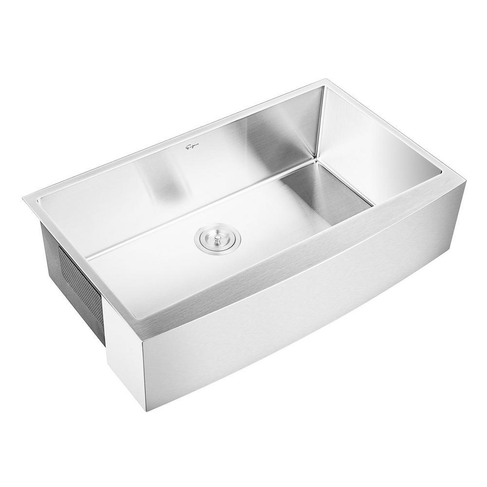 33 in. x 20 in. Stainless Steel Laundry/Utility Sink Handmade Apron Front Double Bowl with Basket Strainer - Super Arbor
