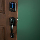 Camelot Aged Bronze Connect Z-Wave Plus Smart Deadbolt and Camelot Handleset with Accent Lever with Camelot Trim - Super Arbor